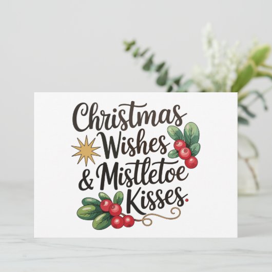 クリスマスの願いとヤドリギのキス家族クリスマス シーズンカード (スタンド正面)