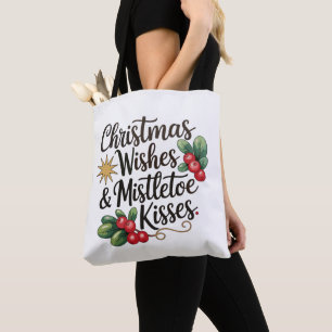クリスマスの願いとヤドリギのキス家族クリスマス トートバッグ