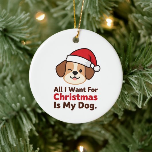 クリスマスの願いはワンコと一緒 セラミックオーナメント (ツリー)