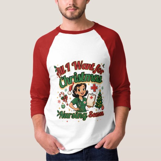 クリスマスの願いは看護の季節 Tシャツ (正面)