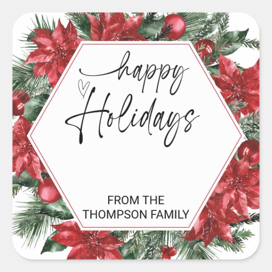 クリスマスの願いを包むプレゼント スクエアシール (正面)