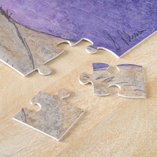 クリスマスの願いを送っているグレイハウンド犬 ジグソーパズル (側面)