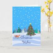 クリスマスの願いキツネとクリスマスツリー カード (黄色い花)