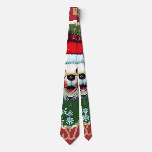 クリスマスの願いクリスマスかわいいクマTシャツバロ ネクタイ (正面)