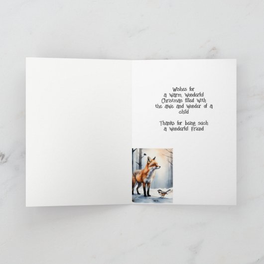 クリスマスの願い可愛いキツネ《鳥》アメリカゴガラバードウィンター シーズンカード (内部)