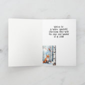 クリスマスの願い可愛いキツネ(鳥)ショウジョウコウカンチョウバードウィンター シーズンカード (内部)