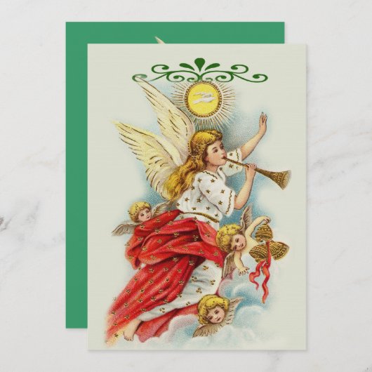 クリスマスの願い天使の休日のパーティー 招待状 (正面/裏面)