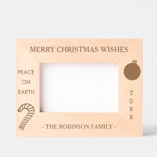 クリスマスの願い平和名6 x 4, 7 x 5写真 レーザー彫刻フレーム (正面)