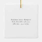 クリスマスの願い生まれたばかりのキスベビー写真の統計情報 セラミックオーナメント (裏面)