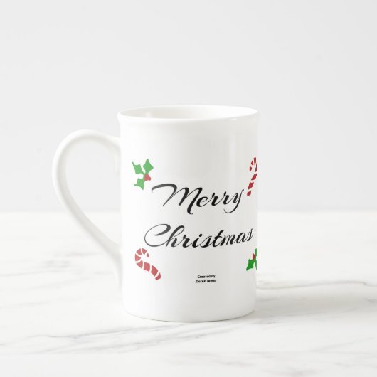 クリスマスの願い骨董磁器マグカップ ボーンチャイナマグカップ (左)