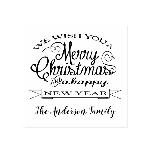 クリスマスの願い カスタム ファミリー ネーム ラバースタンプ (インプリント)