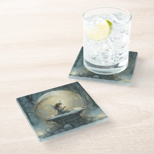 クリスマスの願い ガラスコースター (アングル)