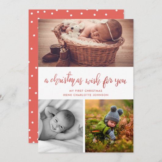 クリスマスの願い | ベビー初めてのクリスマス シーズンカード (正面/裏面)