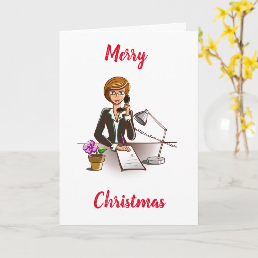 クリスマスの願い**女性会社員» カード (黄色い花)