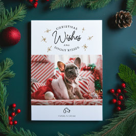 クリスマスの願い、子犬のキスかわいいペットの写真 シーズンカード