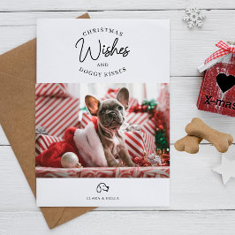 クリスマスの願い、子犬のキスかわいいペットの写真 シーズンカード