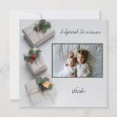 クリスマスの願い 祖父母にお願いする兄弟の写真 カード (正面)