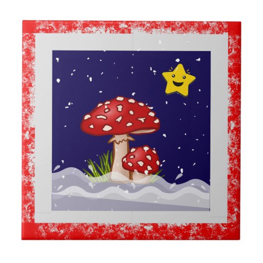 クリスマスの願い、雪の日 タイル (正面)