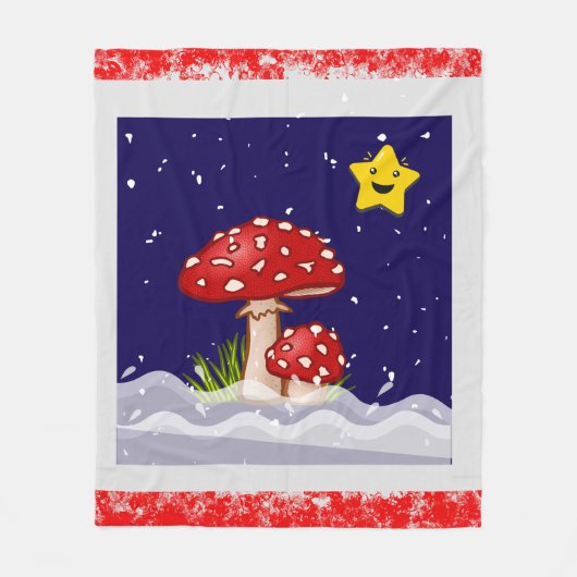 クリスマスの願い、雪の日 フリースブランケット (正面)