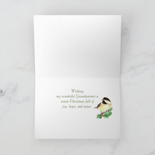 クリスマスの願い《鳥》アメリカゴガラの鳥の祖父母 シーズンカード (内部)