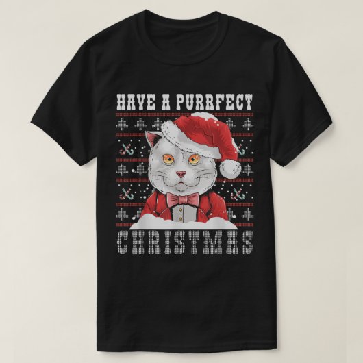 クリスマスの風変わりで醜い猫を飼っている Tシャツ (デザイン正面)