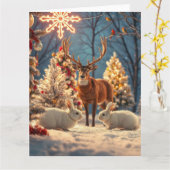 クリスマスの風景が描かれたホリデーグリーティングカード カード (黄色い花)