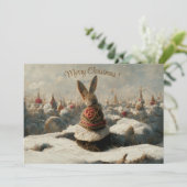 クリスマスの風景ファンタジーうさぎ3D招待状 招待状 (スタンド正面)