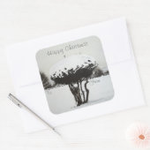 クリスマスの風景雪シーン写真 スクエアシール (封筒)