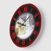クリスマスの風景 ラージ壁時計 (傾斜)