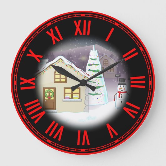 クリスマスの風景 ラージ壁時計 (正面)