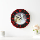 クリスマスの風景 ラージ壁時計 (ホーム)