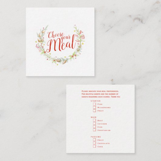 クリスマスの食事のオプションあなたの食事の囲いを選択 エンクロージャーカード (正面/裏面)