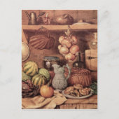 クリスマスの食糧が付いている静物画 シーズンポストカード (正面)