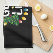 クリスマスの飲み物おもしろいのクリスマス灯に点灯 キッチンタオル (四つ折り)