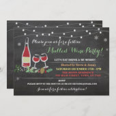 クリスマスの飲み物によって検討されるワインのメリーな氷のパーティーの招待 招待状 (正面/裏面)