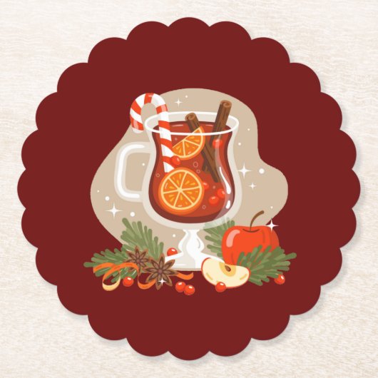 クリスマスの飲み物 ペーパーコースター (正面)