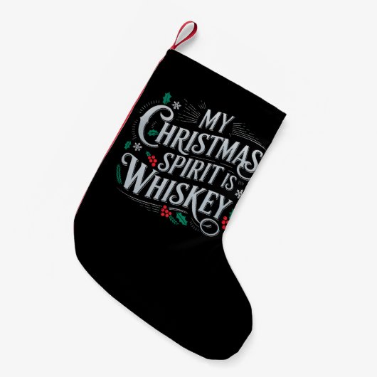クリスマスの飲酒、ウイスキー愛好家、飲酒者の名言 スモールクリスマスストッキング (正面 (吊り時))