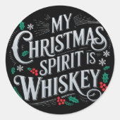 クリスマスの飲酒、ウイスキー愛好家、飲酒者の引用 ラウンドシール (正面)