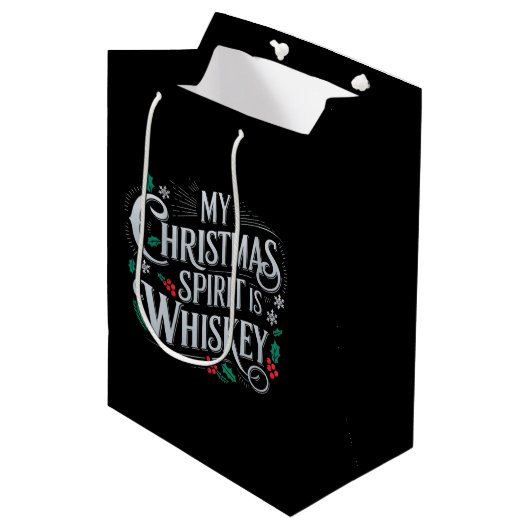 クリスマスの飲酒、ウイスキー愛好家、飲酒者の言葉 ミディアムペーパーバッグ (正面アングル)