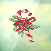 クリスマスの飴の杖と装飾リボン ウィンドウサイン (シート3)