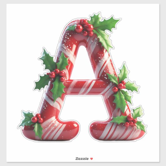 クリスマスの飴の杖の文字 シール (シート)