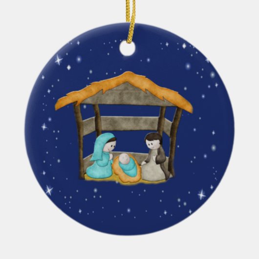 クリスマスの飼い葉桶のオーナメント セラミックオーナメント (正面)