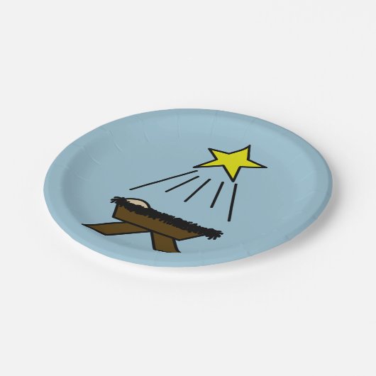 クリスマスの飼い葉桶 ペーパープレート (アングル)