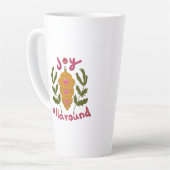 クリスマスの飾のまわりにり付けをすべて喜ぶ カフェラテマグ (左アングル)