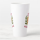 クリスマスの飾のまわりにり付けをすべて喜ぶ カフェラテマグ (正面)