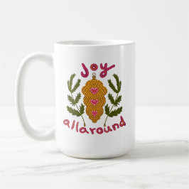 クリスマスの飾のまわりにり付けをすべて喜ぶ コーヒーマグカップ