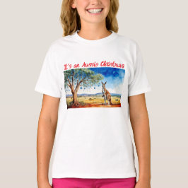 クリスマスの飾りがされたユーカリの木の下のカンガルー Tシャツ