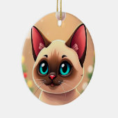 クリスマスの飾りとシャム猫 セラミックオーナメント (右)