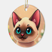 クリスマスの飾りとシャム猫 セラミックオーナメント (左)