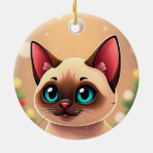 クリスマスの飾りとシャム猫 セラミックオーナメント (裏面)